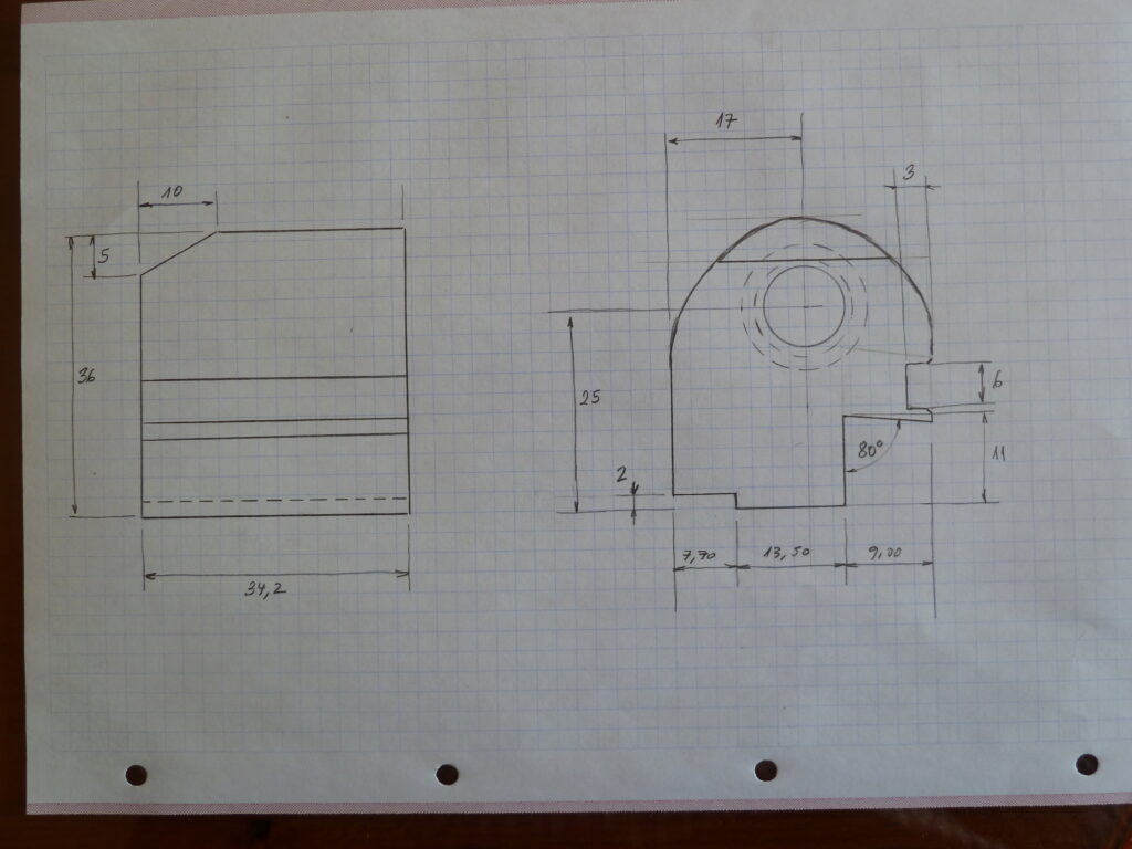 Dimensioned drawing of Boley-Leinen LZ4SB carriage stops (B)