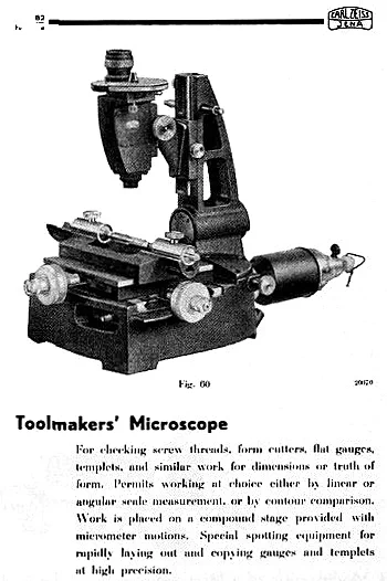 A page from an old Zeiss measuring microscope catalog